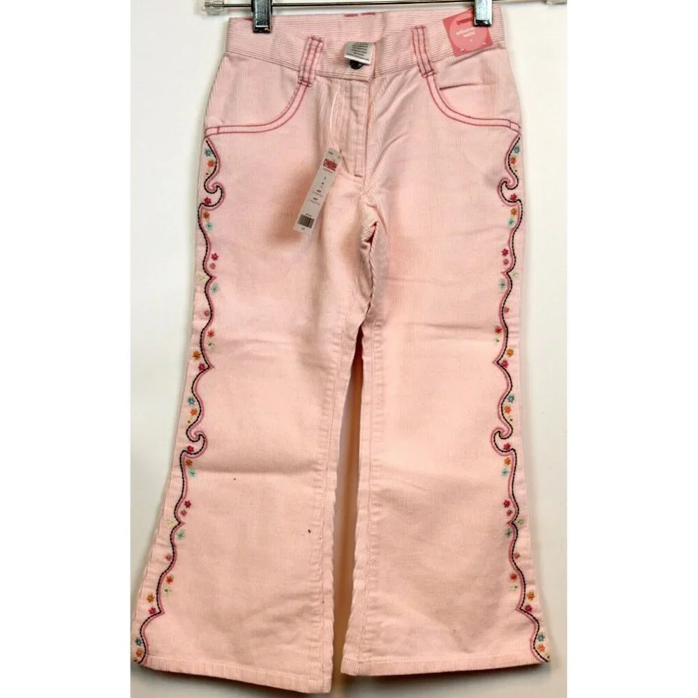 2006 Gymboree Park City Luxe Pink Corduroy Western Seam Pants sz 5 10 NWT Flared